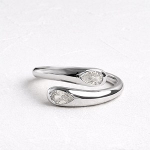 Unique Design Pear Cut Moissanite Open Wrap Band <b>Ring</b> 925 Sterling Silver Rose Plated & Rhodium Plated Wedding Promise Jewelry - Product Image 1