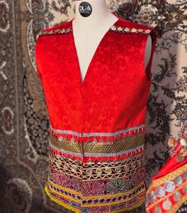 Hot Selling New Design Afghan Kuchi <b>Red</b> Bridal Gown Wedding Dress Embroidered Afghani Dress With Matching Men's Waistcoat Vest - Product Image 4