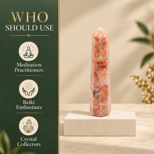 Natural Sunstone <b>Crystal</b> Tower Gemstone Obelisk Handmade Orange Healing <b>Wand</b> Home Decor Feng Shui - Product Image 4