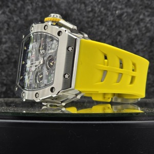 Montre mécanique automatique de luxe pour homme, style RM, chronographe squelette, bracelet en caoutchouc jaune, montre-bracelet sport tendance - Product Image 2