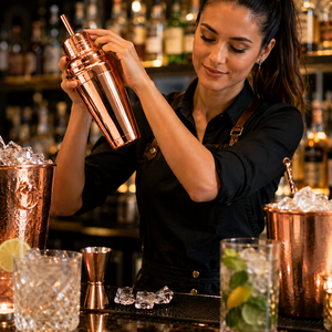 <b>Rose</b> Gold Electroplated Stainless Steel 2-Piece Cocktail Shaker Set 350ml Capacity Dishwasher Safe Classic Style Barware for - Product Image 5