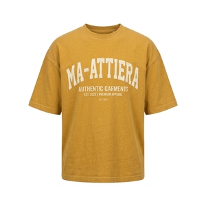 T-shirt pour homme, jaune moutarde, imprimé graphique, col rond, manches courtes, coupe décontractée, streetwear décontracté, vêtements - Product Image 3