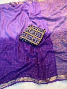 Sari en viscose georgette au design tendance avec chemisier en viscose lourd pour femme, idéal pour les soirées, séchage rapide, fabriqué en Inde - Product Image 4