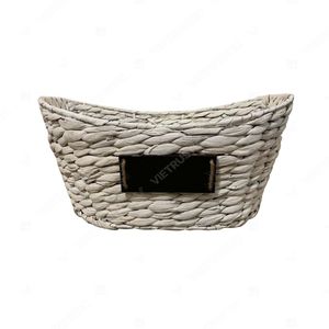 Panier de rangement GONDOLA vintage géométrique en jacinthe, conteneur écologique pour la décoration intérieure, organisateur de chambre et de salle de bain, pour magazines - Product Image 2