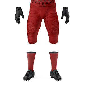 Ensemble d'uniformes de football américain rouge et noir, maillot sublimé à manches courtes, respirant, ajusté, pour hommes adultes, toutes saisons - Product Image 4