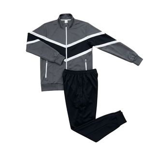 2 Piece Set Burgundy Polyester Spandex Fleece Tracksuit Sportsuit Chevron Panel Full Zip <b>Jacket</b> And Jogger Trousers For Fitness - Product Image 6