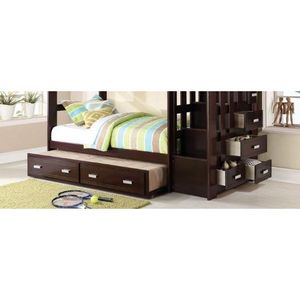 Lit superposé Allentown finition expresso avec lit gigogne et rangement pour les chambres d'enfants - Product Image 2