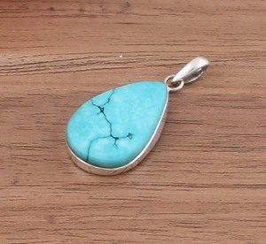 Pendentif en œil de tigre naturel Kingman, argent sterling 925 plaqué platine, collier vintage authentique en pierre bleue d'Arizona, unisexe - Product Image 2