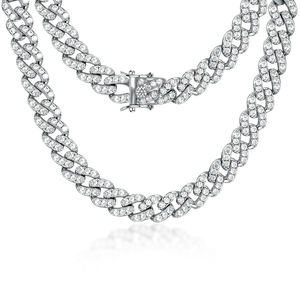 Collier chaîne en moissanite taille brillant sertie griffes, plaqué argent 925, unisexe, pour hommes et femmes, style hip-hop, cadeau d'anniversaire ou de mariage - Product Image 1