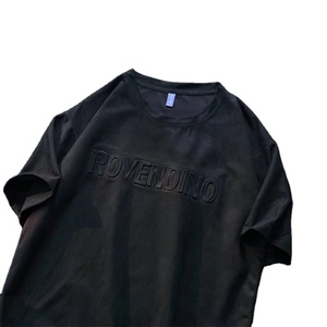 T-shirt en coton personnalisé pour hommes Impression graphique en relief Broderie graphique unie surdimensionnée T-shirts personnalisés à la mode à la mode - Product Image 1