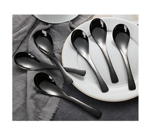 Cuillères à soupe en acier inoxydable de haute qualité, 5 pièces de différentes couleurs, prix abordable, fabrication artisanale - Product Image 5