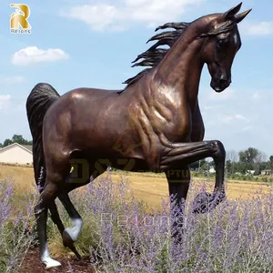 Grande estátua de bronze antigo do cavalo, escultura de pular de cobre bronze