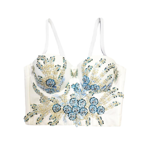 Top de tubo con bordado de perlas tridimensional y flores, con cuentas bordadas, para uso interior y exterior, estilo Pure Want - Product Image 1