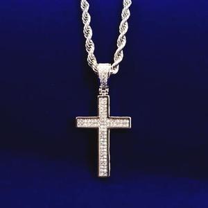 Fashion Cross Hip Hop Pendant Necklace with VVS Moissanite Diamonds and 925 Sterling Silver - Product Image 1