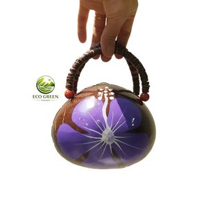 Waterproof Round Handicraft Handmade new customize natural Modern Coconut <b>purse</b> Vietnam Coconut - Product Image 3