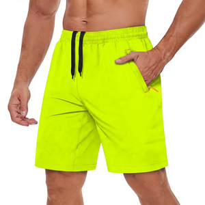 Shorts de sport décontractés pour hommes, noirs, à séchage rapide, avec poches et cordon de serrage à la taille - Product Image 4