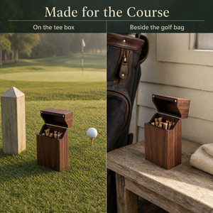 Caja Portátil de Madera para Tees de Golf con Tapa Abatible, Estuche de Almacenamiento de Tees de Golf de Madera de Nogal para Bolsa de Golf y Campo de Práctica - Product Image 3
