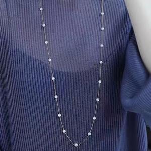 Collier haut de gamme en argent S925 plaqué or, longue chaîne de pull, perle d'eau douce naturelle, perle de qualité supérieure, sans défaut, effet ciel étoilé - Product Image 2