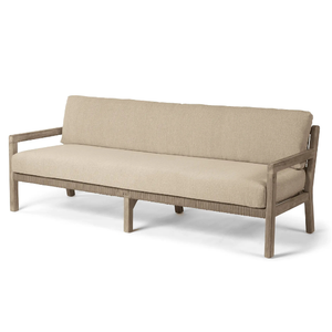 Modern Durable Solid Teak Wood 2-Seater <b>Sofa</b> Loveseat Indoor Outdoor Patio <b>Bench</b> with Soft Foam Cushions for Living Room - Product Image 4