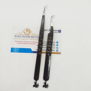 Pinces à cils en acier inoxydable revêtu de couleur marron pour extensions de cils, marque privée, pinces à 90 degrés - Product Image 2