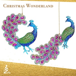 Gran oferta, alta calidad, Navidad, Año Nuevo, colgante, decoración del hogar, transparente, azul, púrpura, verde, acrílico, adorno de pavo real - Product Image 1