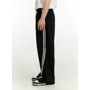 Pantalon de jogging évasé décontracté pour homme, coupe large, style streetwear, avec poches, en tissu délavé de poids moyen, infroissable, écologique - Product Image 4