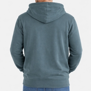 Sudadera con capucha para hombre, lisa, de algodón, con forro polar, con cremallera completa, informal, suave, cálida, para uso diario. - Product Image 2