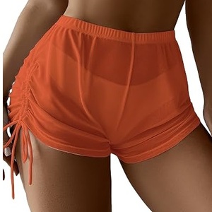 Latest Style Sexy Fit Skinny Mesh <b>Short</b> For <b>Women</b> With Drawstring Style Breathable Sporty Gym Yoga Slim Fit Elastic Waist <b>Shorts</b> - Product Image 5