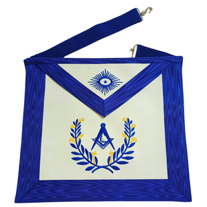 Delantal Masónico de Lujo para Logia Azul, Bordado, Regalia Ceremonial Masónica, Cinturón Ajustable, Conjunto de Delantal para Oficial - Product Image 1