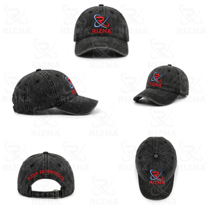 Gorra de Béisbol RIZNA de Mezclilla Twill, 6 Paneles, Ajustable, Unisex, Estilo Casual Vintage, Lavada, con Logotipo Bordado en 3D en el Panel Frontal, Azul, Algodón, Metal - Product Image 6