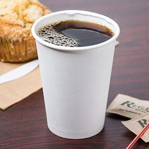 Vasos de papel blancos biodegradables desechables de 10 oz con logotipo personalizado para negocios de café y té - Product Image 5