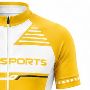 Ensemble de maillot et short de cyclisme personnalisé jaune et blanc, manches courtes, fermeture éclair intégrale, séchage rapide, rembourré, uniforme de course cycliste, vêtements de sport d'équipe - Product Image 6