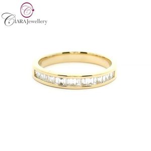 Classique 18K AU750 Solide Blanc Jaune Or Alliance Naturel Canal Ensemble Baguette Diamants Usine Directe pour Les Occasions De Fête - Product Image 4