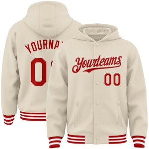 เสื้อแจ็คเก็ตฮู้ดดี้แบบมีกระดุมสองสีส้มดำ รุ่น Varsity Letterman สั่งทำได้จากโรงงาน OMMIZ INDUSTRY ขายส่งโดยตรง - Product Image 2