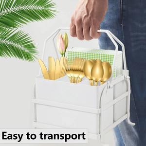 Porte-couverts blanc moderne et élégant, facile à transporter pour pique-nique, buffet extérieur, présentation de couverts et fêtes barbecue, en provenance d'Inde - Product Image 4