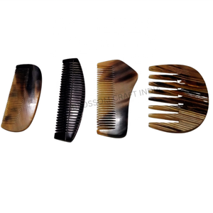 หวีเขาวัวแท้หวีผมควายธรรมชาติทำด้วยมือมีคุณสมบัติป้องกันไฟฟ้าสถิตย์ดูแลเส้นผมอย่างอ่อนโยนสำหรับเคราของผู้ชาย - Product Image 3