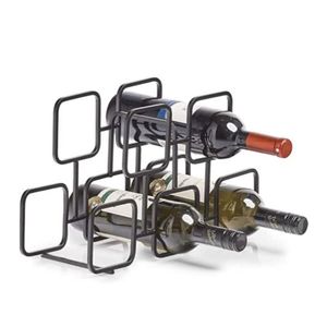Porte-vin moderne en métal noir, minimaliste, pour 8 bouteilles, support à vin géométrique en fer pour comptoir, décoration de la maison, cuisine - Product Image 2