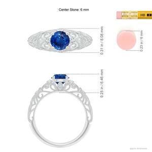 Anillo de Compromiso de Oro Sólido de 14K, Diseño Vintage Aeon con Zafiro y Filigrana, Hecho a Mano, Joyería Fina Personalizada para Boda o Compromiso - Product Image 2