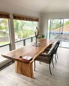 Mesa de Comedor Moderna de Madera Maciza, Diseño Rectangular Minimalista, Estructura Estable, Muebles para el Hogar, Uso en Exteriores - Product Image 3