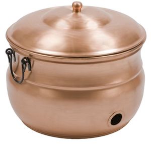 Réservoir de rangement pour tuyau d'arrosage en métal or rose brossé avec poignées, organiseur d'eau extérieur haut de gamme - Product Image 1