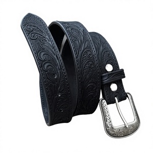 Ceinture Western en Cuir de Vache Argentin Perlé de Qualité Supérieure pour Filles, Motif Floral Gravé à la Main, Unisexe, Prête à l'Expédition, Prix d'Usine - Product Image 1