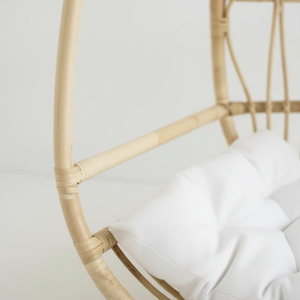 Silla colgante ovalada de mimbre y ratán, tejida a mano, con cojín, para interiores, exteriores, balcón, patio, jardín. - Product Image 2