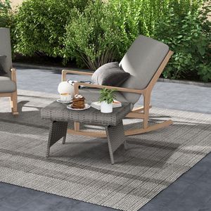 Table basse pliante en rotin, mobilier de patio extérieur, résine et rotin PE résistants aux intempéries, table de jardin portable - Product Image 3