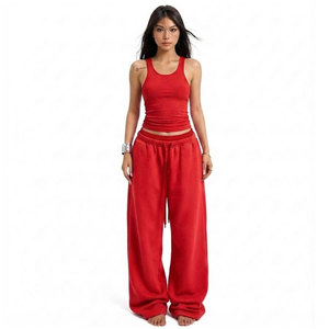 Fashion Women's Casual 2-Piece Polyester Breathable Ribbed Top and Regular Fit Wide Leg Pants Winter <b>Set</b> - Product Image 2