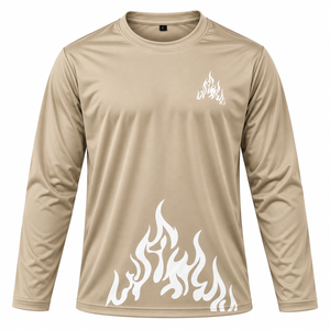 Chemise décontractée à manches longues avec imprimé flamme, séchage rapide, unisexe, t-shirts imprimés extensibles pour l'été - Product Image 1