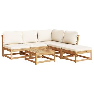 Conjunto de Muebles de Jardín de Madera de Acacia Sólida en Tono Natural Crema Blanco - Product Image 2