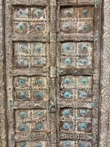 Porte en bois massif antique avec cadre sculpté à la main, style moderne du milieu du siècle, pour villa de luxe, chambre, salon, salle à manger - Product Image 5