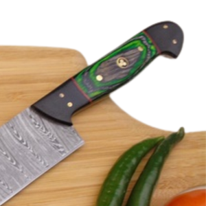 Cuchillos de Chef Forjados a Medida con Hoja Ancha de Acero, Acabado Decorativo Martillado y Cómodo Agarre de Madera para Cortar Carne - Product Image 2