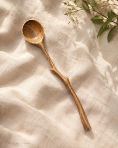 Hand Polished Acacia <b>Spoon</b> with Double <b>Ring</b> Handle Luxury Design Eco Friendly Flatware Sets for Wedding & Party - Product Image 5