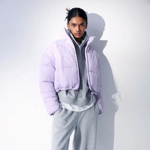 Private Label Outdoor Fashion Wear <b>Women</b> Casual <b>Lightweight</b> Cropped Puffer <b>Jacket</b> Solid Pattern Waterproof Windproof - Product Image 3